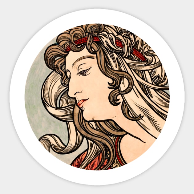 Vintage woman portrat Sticker by ABCSHOPDESIGN